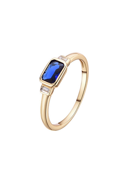 Lisa&Co. Inel Argint Baguette Ring 54 mm / Argint placat cu aur galben / Zirc...