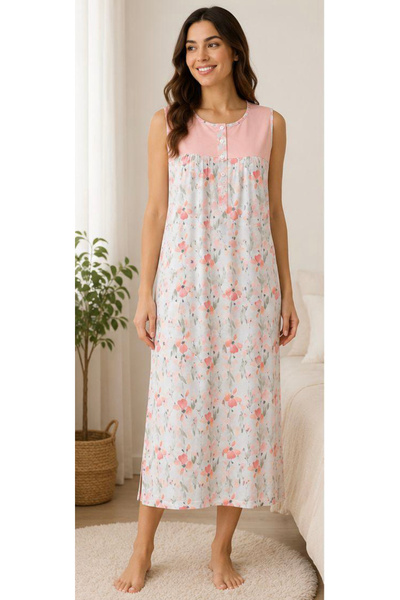 Nena 22857-Robalı Patlı 100% Cotton Sıfırlı Poppy Nightgown