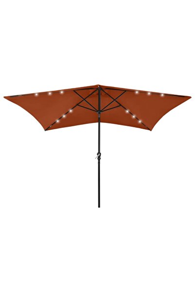 Concept Umbrelă de soare cu LED-uri & stâlp din oțel, cărămiziu, 2x3 m