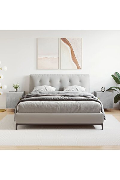 Concept Noptiere, 2 buc., gri beton, 40x40x50 cm, lemn compozit