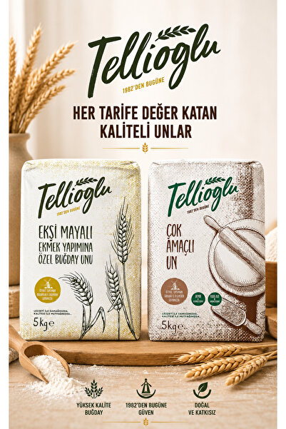 tellioğlu 5 Kg Ekşi Mayalı Un/5 Kg Çok Amaçlı Un 2 Li set