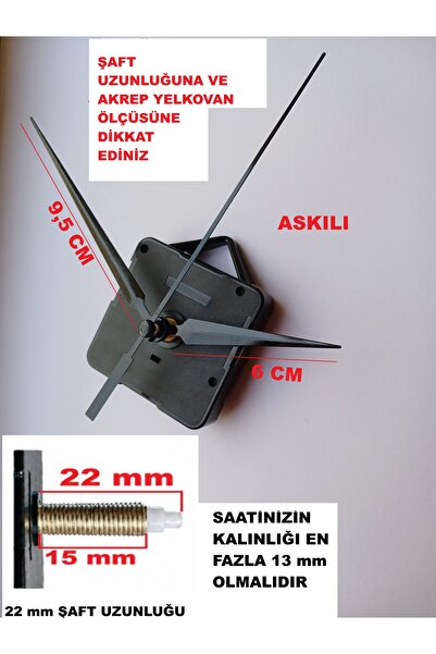 CNR SHOP Saat Mekanizması, 22 mm Şaft Boyu Sessiz Çalışır Saat Motoru Akrep-Y...