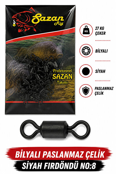 sr sazanrig Bilyalı Paslanmaz Çelik Siyah Fırdöndü No:4 (10 Adet)