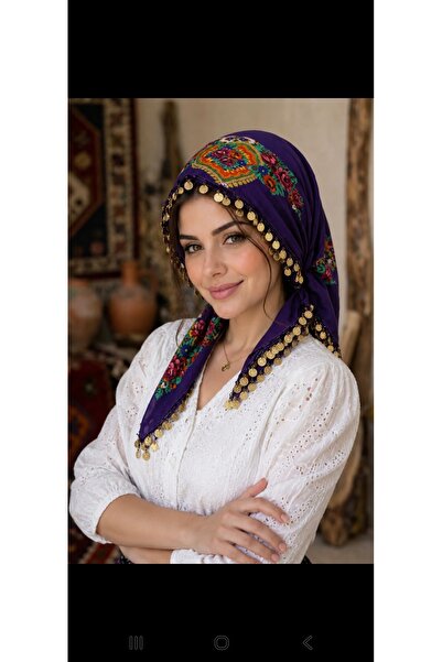 ASYA PAZARLAMA Lilac cu liră neagră și mărgele din lemn, eșarfă, șal, eșarfă ...