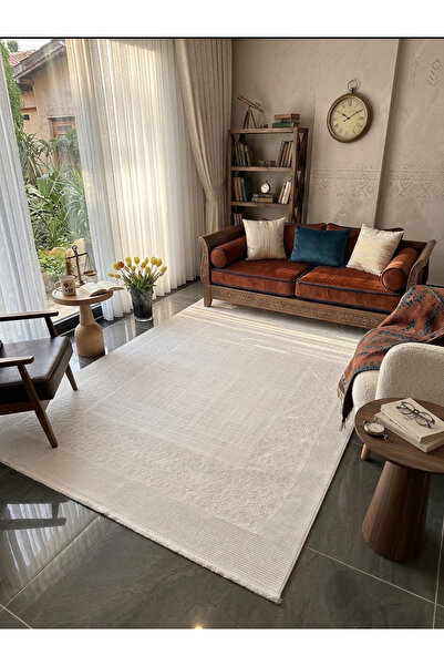Merinos Vista Beyaz Renk %100 Akrilik Parlak Dokuma Modern Yumuşak Dokulu Sal...