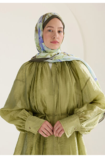 Freshscarfs Soft Flora Floş Viskon Şal Haki