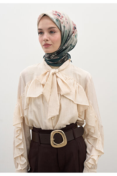 Freshscarfs Βαμβακερό μαντήλι βισκόζης με σχέδιο Petrol Marıelle