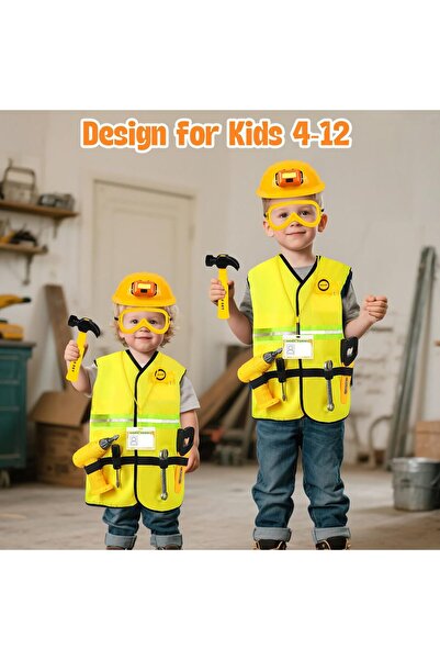 Arabest Kids Construction Worker Costume Set, Toddler Dress Up with Helmet Li...
