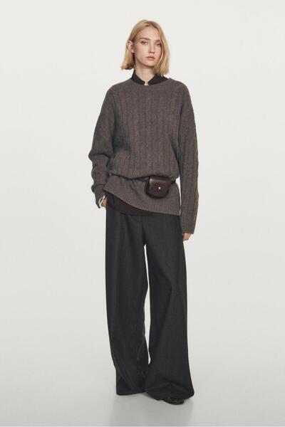 Massimo Dutti %100 kaşmir saç örgülü triko kazak