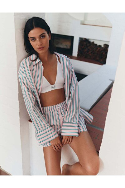 Marks & Spencer Poplin Çizgili Pijama Üstü