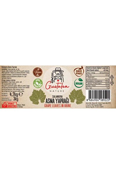 GN Gustolea Nature Manisa Sultaniye Ince Damarsız Salamura Uç Asma Yaprağı 2026 Yeni Sezon