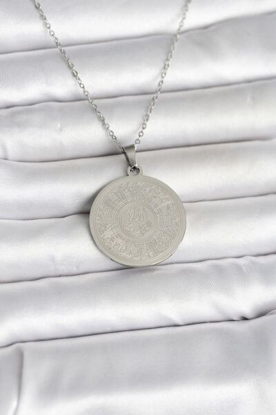 Toptan Bulurum 316L Steel Silver Color Ayetel Kürsi Written Necklace