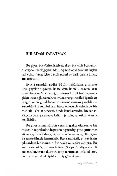 Ketebe Bir Adam Yaratmak Necip Fazıl Kısakürek
