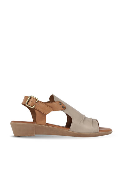 Bueno Shoes Gray Leather Women's Flat Sandals 01Wl1512