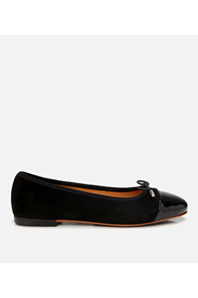 Hotiç Women's Suede Leather Black Flexible Sole Ballerinas