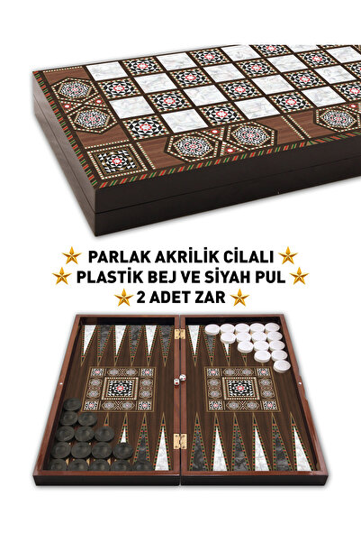Alpsan Lotus Star Cafe Tavla Parlak Cilalı 49X49 cm büyük boy tavla takımı