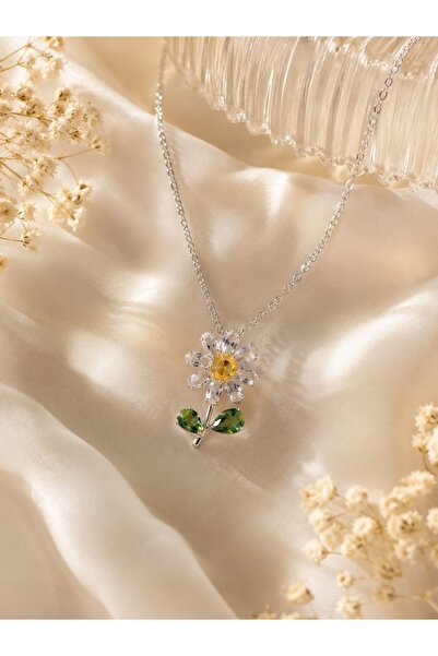 JEWELRY Çelik Silver Papatya Figürlü Son Yaz Kolye