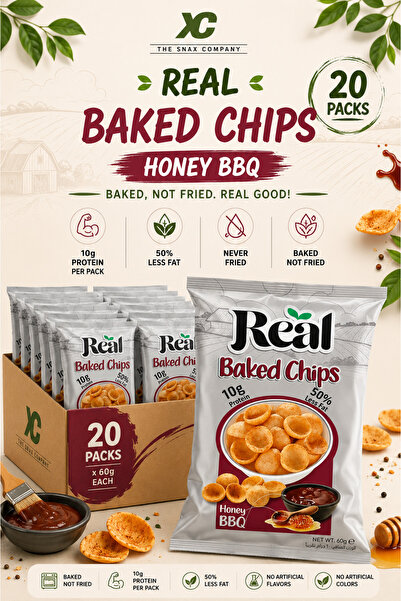 REAL Chips Honey BBQ Baked Snack – High Protein, No Preservatives, 60g Pack (...