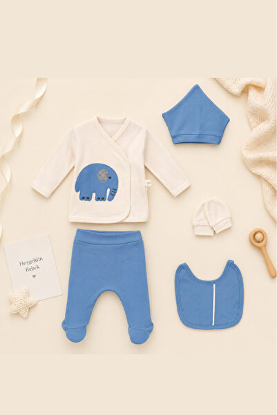 Bamoola for Babies Organik Erkek Bebek Ayıcık Desenli 5'li Tulum Hastane Çıkı...