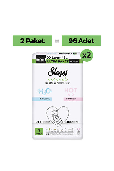 Sleepy Natural Double Soft Ultra Fırsat Paketi Bebek Bezi 7 Numara Xxlarge 96 Adet