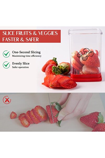 Arabest 2-Piece Cup Slicer, Stainless Steel Fruit Vegetable Egg Slicer, Porta...