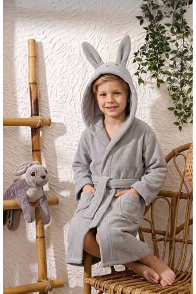 PAMUK HANIM Hooded Cotton Soft Bathrobe for Girls and Boys with Embroidered A...