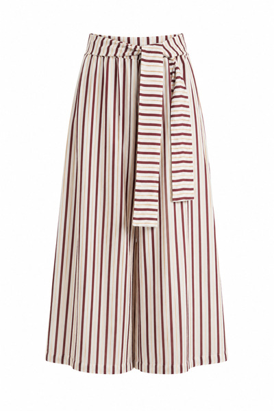 Zelish My Sister Burgundy Striped Wide Leg Trousers