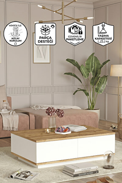 Aven Coffee Table 60x90cm 2 Lids Pine-white AVE14-AW