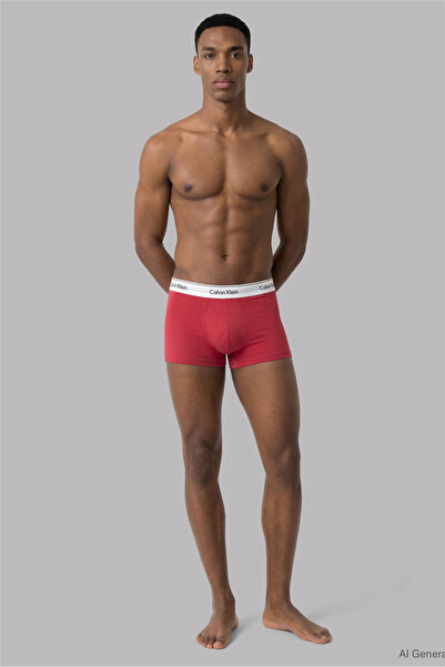 Calvin Klein Erkek Pamuklu Slim Fit Beli Elastik Bantlı Pamuklu 3'lü Pembe Boxer