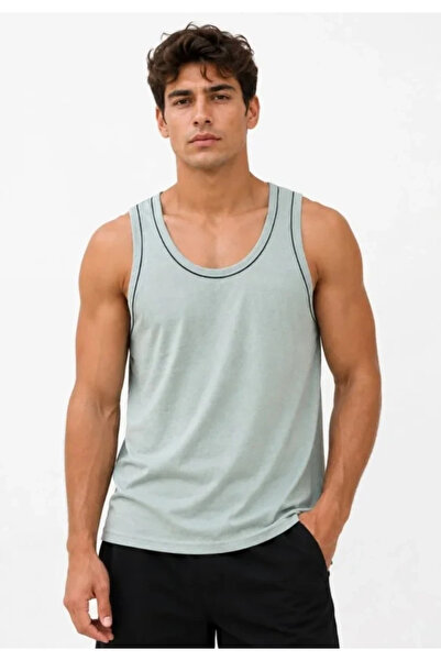 Generic Brand Men's Athlete Crew Neck Sleeveless Summer Tank Top - Water Green