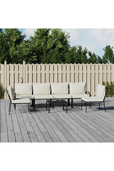 Concept Set mobilier de grădină cu perne nisipii, 7 piese, oțel