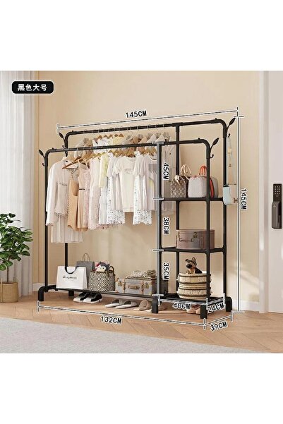 OEM ZUBI double hanger and clothes rack with integrated side shelves 145x145x...