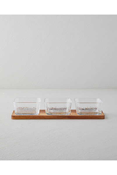 English Home Glacis Akasya-Cam 4 Parça Sunumluk 33x10,5x6 cm Şeffaf