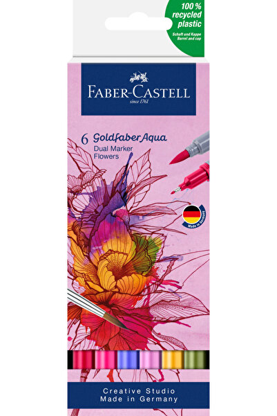 Faber Castell Goldfaber Aqua 6’lı Çift Uçlu Marker Seti,Flowers Renkleri,Su B...