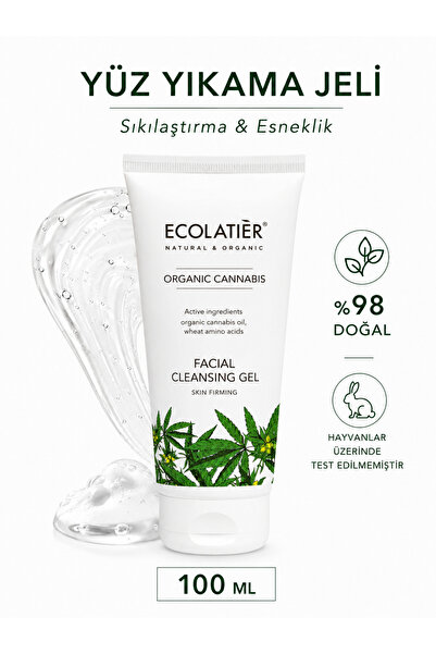 ECOLATIER Yüz Yıkama Jeli Organik Kenevir Yağlı Sıkılaştırıcı 100 ml