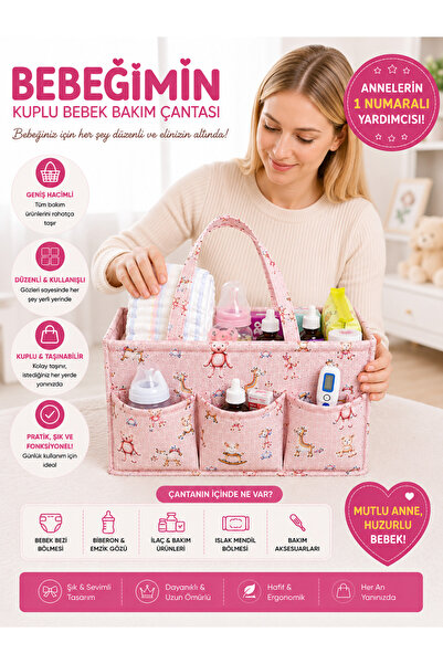 Özlem Toys Fantastic Baby's Mother Baby Care Bag (PINK COLOR WITH HANDLES)