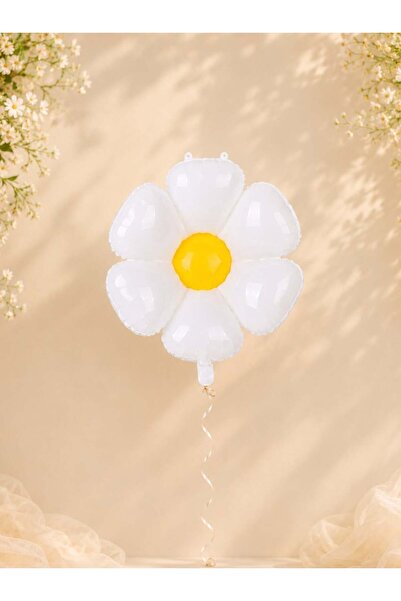Parti Adresi Papatya Folyo Balon Doğum Günü Parti Balonu Beyaz 50 cm