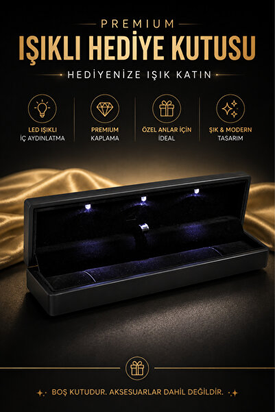 Çayla Premium LED Işıklı Lüks Pırlanta Bileklik ve Saat Kutusu - Siyah Renk H...