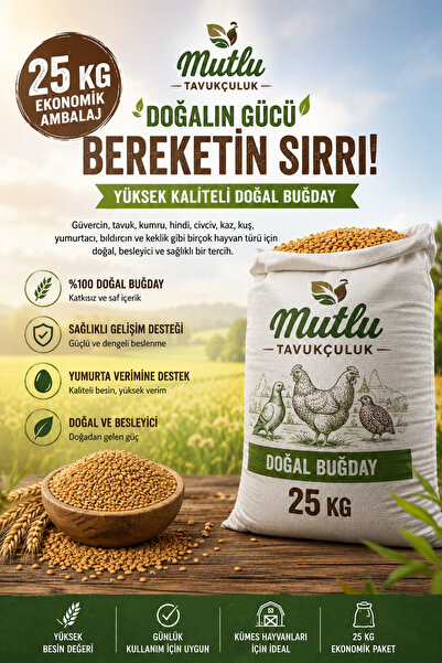 MUTLU TAVUKÇULUK Buğday 25 Kg Yem Güvercin Yemi Tavuk Hindi Denizli Horozu Ku...