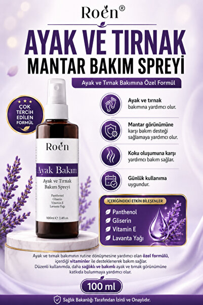 Roen Ayak Ve Tırnak Mantarı, Kötü Koku ve Mantar Bakım Spreyi Panthenol Ve Vi...