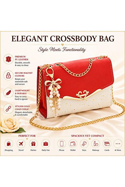 Generic Elegant Women's Crossbody Bag - PU Leather Shoulder Handbag with Gold...