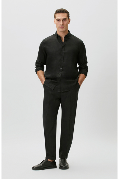 Network Siyah Keten Jogger Pantolon