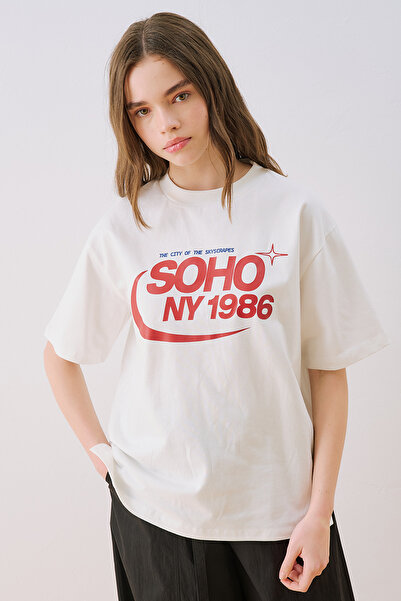 Manuka Printed Short Sleeve Tshirt Ecru