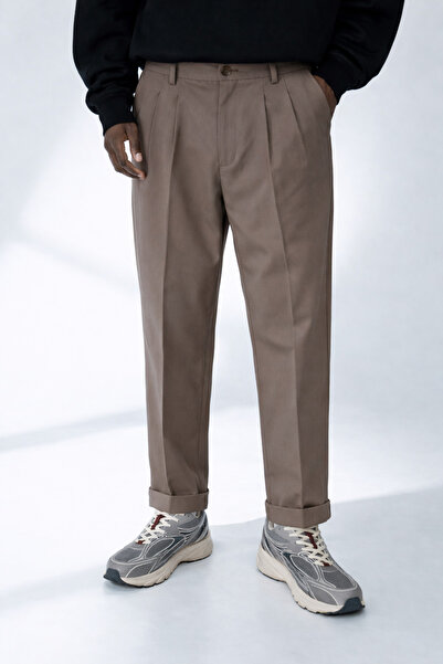DAMGA JEANS Men's Striped Summer A.Brown Italian Fabric Trousers