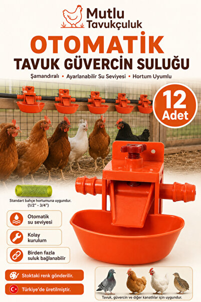 MUTLU TAVUKÇULUK 12 Adet Otomatik Suluk Sistemi Tavuk Hindi Civciv Suluğu Kaz...