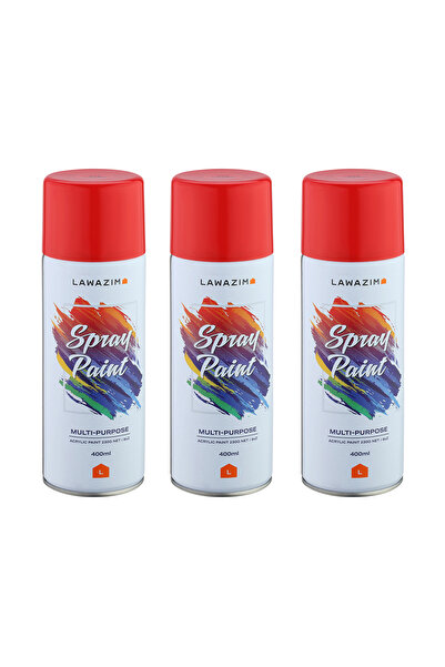 Lawazim Pack of 3 Spray Paint Set 228 Pure Red - 400ml - Multi-Purpose Paint ...