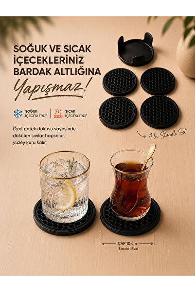 adves Coasters 4 Pieces + Stand