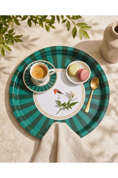 Zera Dizayn Zera Bird Patterned Decorative Presentation Plate & Multi-Purpose Serving Tray