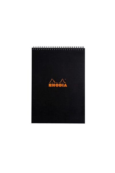 Rhodia Notepad A4, spiral-bound 80 sheets, Classic, black dictation