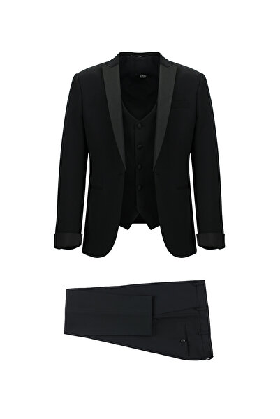Kiğılı 7 Drop Slim Fit Dar Kesim Sivri Yaka Yelekli Smokin & Damatlık